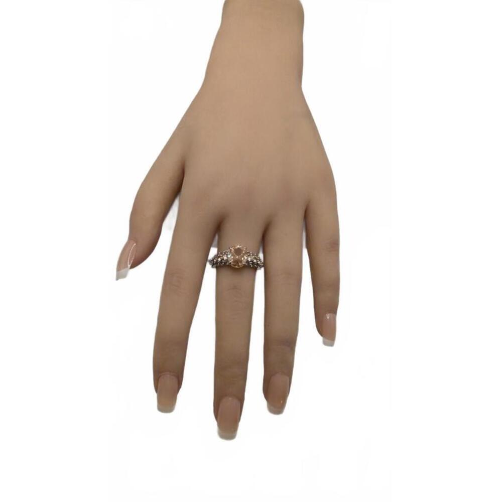 Elegant Oval-Cut Gemstone Ring with Rhinestone Accents Size 7 - Picture 7 of 9